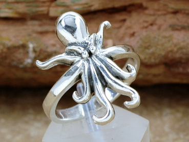 Preview: Schöner Ring Silber 925 - Tintenfisch Oktopus Krake